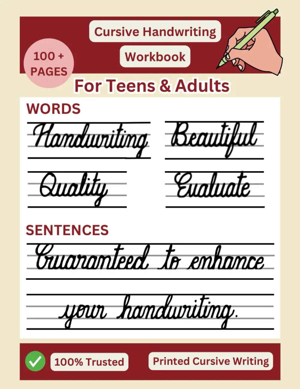 Cursive Handwriting Workbook for Teens and Adults:: Handwriting ...