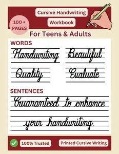 Cursive Handwriting Workbook for Teens and Adults:: Handwriting Practice Book (Master Cursive Writing)