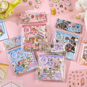 26 Sheets Pet Material Sticker Book, Self Adhesive Stickers, Home Party Series Night Journey Theme Miniature Landscape Decorations, Perfect for DIY Crafts & Gifts