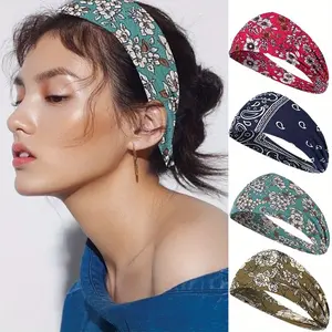 4pcs Non-Slip Wide Headbands for Women - Boho Chic Floral & Solid Color Anti-Sweat Hair Bands,