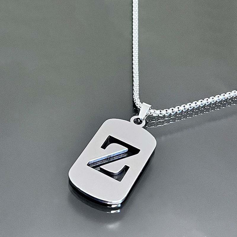 Cool Men's Jewelry Stainless Steel Initial Necklace for Men Hip Hop Geometric Pendant with A-Z Letter Pendant Chain for Friends Gifts Holiday Gifts