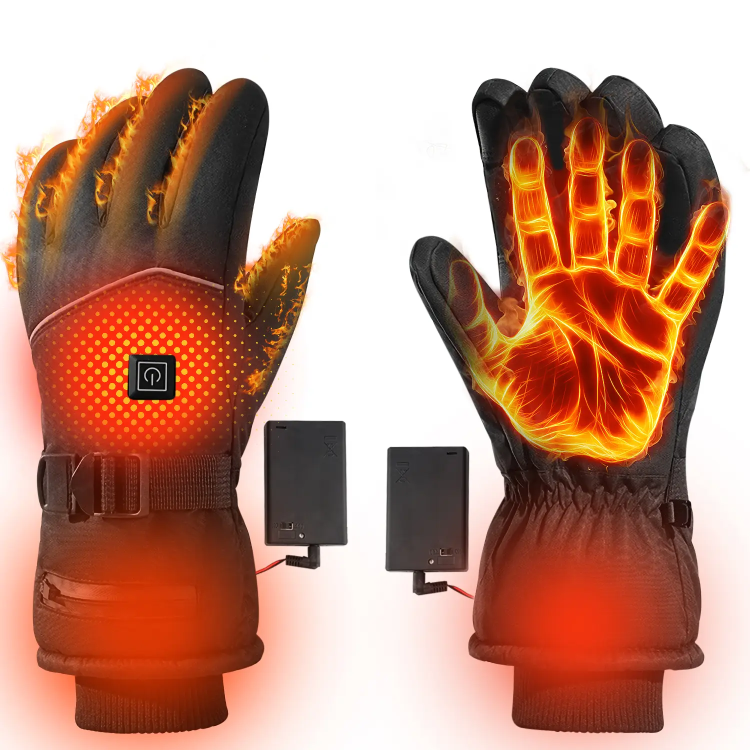Heated Gloves for Men & Women, Windproof Thermal Winter Gloves with Battery Box, for Cycling, Motorcycle, Driving, Skiing & Outdoor Sports