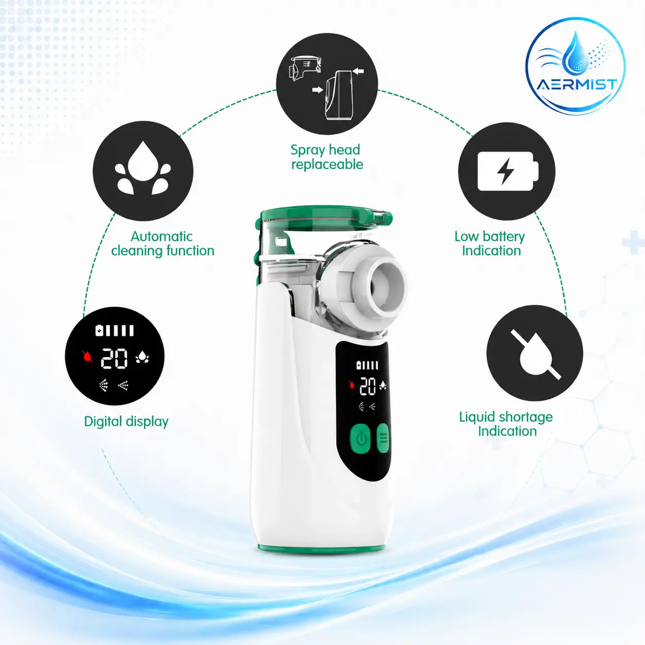 Portable Mist Device for Dry Air Relief | Quiet Rechargeable with Digital Display & Self-Clean, for Home & Travel self-cleaning function rechargeable ultrasonic nebulizer rechargeable mesh nebulizer