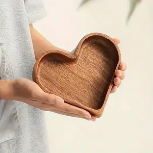 Wooden Heart Shaped Tray, 1 Count Wooden Candy Tray, Gift Wrapping Supplies for Party, Home Decor, Gift for Friends & Family