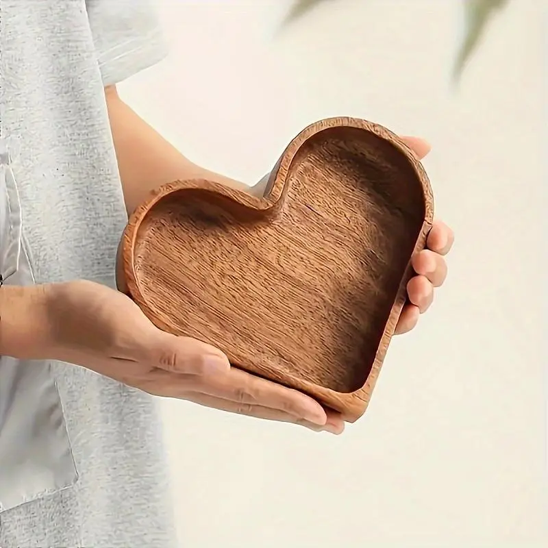 Wooden Heart Shaped Tray, 1 Set Wooden Candy Tray, Party Decoration Supplies for Home Decor, Gift for Friends & Family, Plates