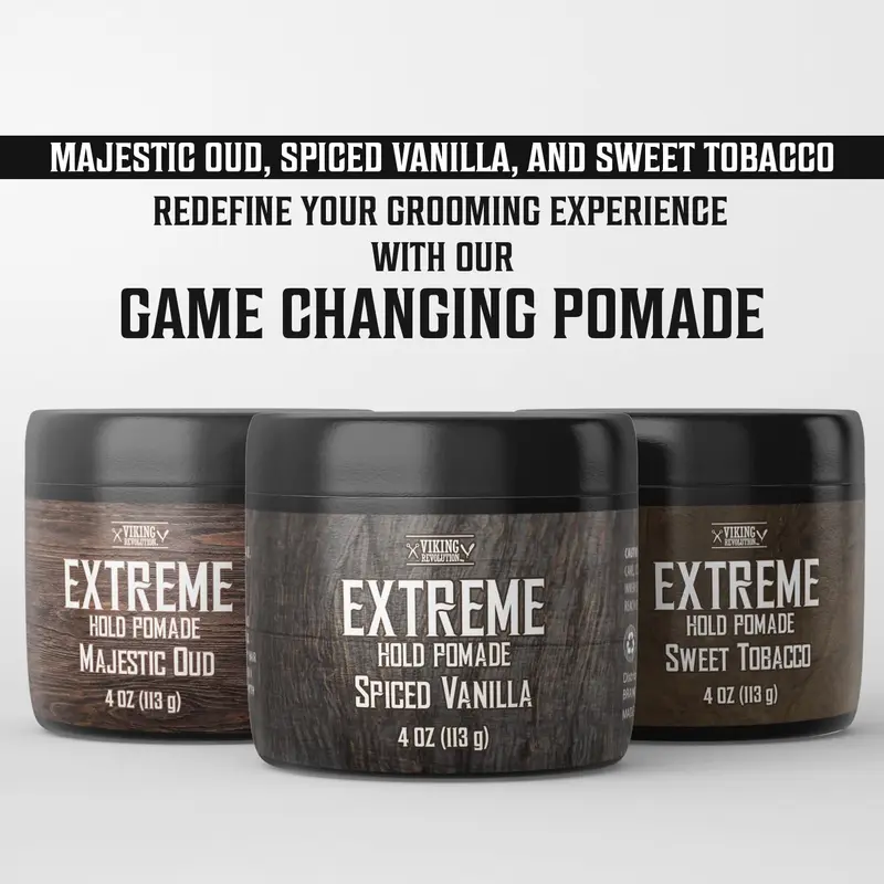 Spiced Vanilla Hair Pomade for Men - Extreme Hold Hair Gel for Men - Water Based - Extra Firm Mens Hair Pomade - High Shine Mens Hair Cream (4oz)