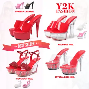 CELNEPHO Womens Y2K Heeled Sandals Open Toe Stiletto Heel Pumps For Women High Heels Slip on Sandals Jennifers Body Heel for Wedding Party Valentine Dress Sandals