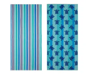Blue Turtles & Stripes Beach Towels (2 Count)