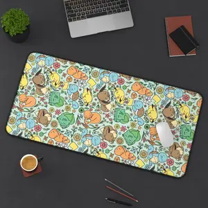 Eevee Pikachu Charmander Squirtle Bulbasaur Pattern Desk Mat Perfect for a Gift, Present, Holiday, Birthday Japanese Anime