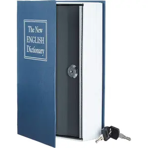Book Safe, Money Saving Box, Save for Money, Secret Hidden Metal Lock Box, Money Hiding, Key Lock, Large, Blue
