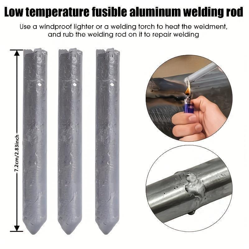 Low-Temperature, Easily Fusible Aluminum Welding Rods, Suitable for Water Tanks and Pipes. Multi-Functional, Fast-Melting Flux-Cored Rods, Suitable for Stainless Steel, Copper, Iron, and Aluminum, Effectively Repairing and Filling Welds