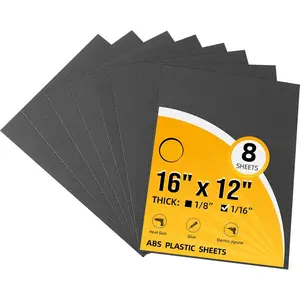 8-Pack Black ABS Plastic Sheet 1/16 Inch Thick, 12" x 16"x 0.06" ABS Moldable Plastic Sheet, Flexible Than  and Plexiglass, DIY Plastic Sheets for Crafts, Decors (Textured & Matte)