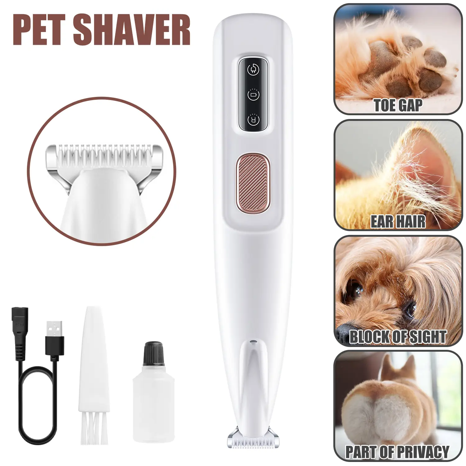 2025 New Pet Paw Trimmer 1Pack Rechargeable Quiet Hair Trimmer for Pets Professional Pet Grooming Kit - Cordless Waterproof Clippers with LED for Prec