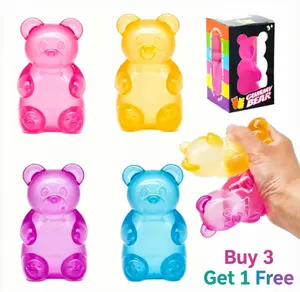 Gummy Bear Squishy Toy, Maltose Filled Slow Rebound Stress Relief Ball, Soft Squeeze Fidget for Anxiety, Sensory Decompression Toy for Kids & Adults