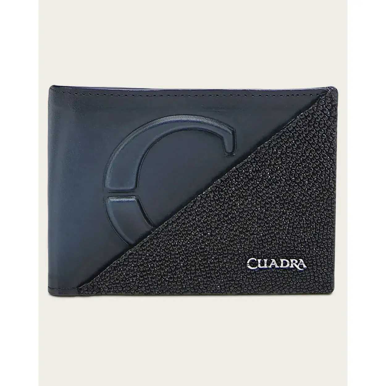 Cuadra Luxury Men’s Black & Blue Stingray Leather Wallet