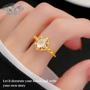 Minimalism Luxurious  luxurious romantic moonstone rings women's open rings tail rings for women Fashion