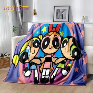 Powerpuff Girls Cute Cartoon Blanket Ultra Soft Flannel Cozy Warm Bedroom Couch Sofa Picnic Outdoor Throw Cover Decor Decorative Throw Perfect Birthday Gift Christmas Gift for Kids Adults Trending Must Have Kawaii Aesthetic Nostalgic 90s Style