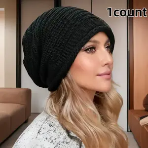 Unisex Double-Layer Knitted Beanie Hat, Outdoor Cycling Warm Ear Protection Cap, Suitable for Various Outdoor Sports Activities, Beanie Fitted