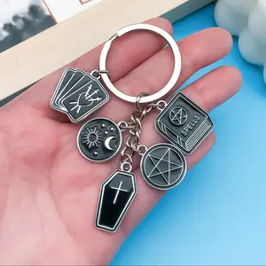 1/20pcs Black Enamel Magic Book & Pentagram Keychain - Fashionable Alloy Charm for Bags, Keys, Wallets | Perfect Halloween Gift for Men & Women Alloy Material