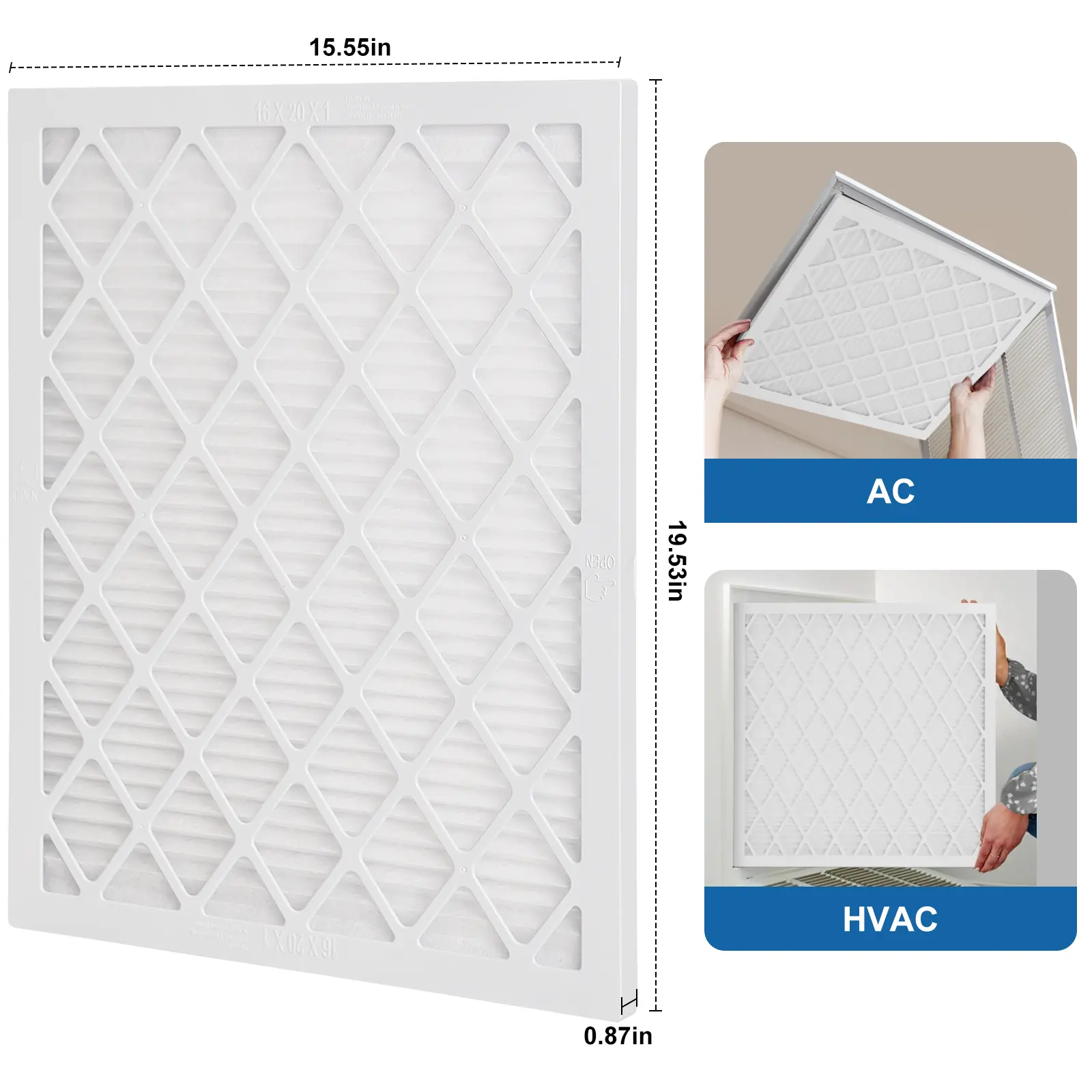 MERV 11 AC/HVAC Furnace Air Filter, 16x20x1 in ABS Frame - 1 Frame 4-Pk (12 Months), Advanced Reusable Design, Quick Lock, Tool-Free, Energy-Efficient & Cost-Saving, Long-Lasting, Multi-Pack (5,8 Pks) & Filter Paper Only Options for HVAC Users
