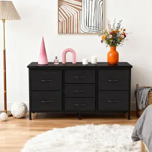 7-Drawer Fabric Dresser for Adults, 47-inch TV Stand for Most 43 to 55 inch TVs, Wide Storage Chest with Metal Frame