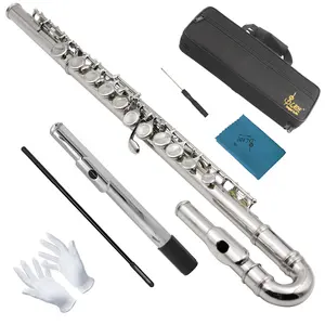 Slade 16 Hole Nickel Plated Curved Flute, Kids Musical Instrument, Educational Toy, Perfect for Beginners