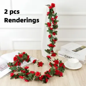 Artificial Rose Vine, Fake Rose Garland, Fake Flower Vine, Artificial Hanging Flowers, Decorative Flowers for Home Garden Wedding Party Decoration, Fruit