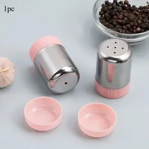 1pc Stainless Steel 5-hole Salt Shaker Portable Mini seasoning Bottle with Dust Cover Small Pepper Bottle Condiment Jar Kitchen Tool