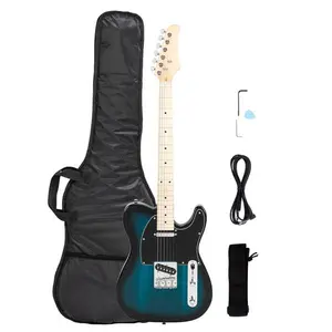 39 Inch Electric Guitar,Maple Fingerboard Electric Guitar SS Pickup Case & Accessories Pack Beginner Starter Package Beginner Kit for Starter (Blue)Telecaster Electric Guitar, Beginner Guitar, 2-Year Warranty, Includes Free Lessons