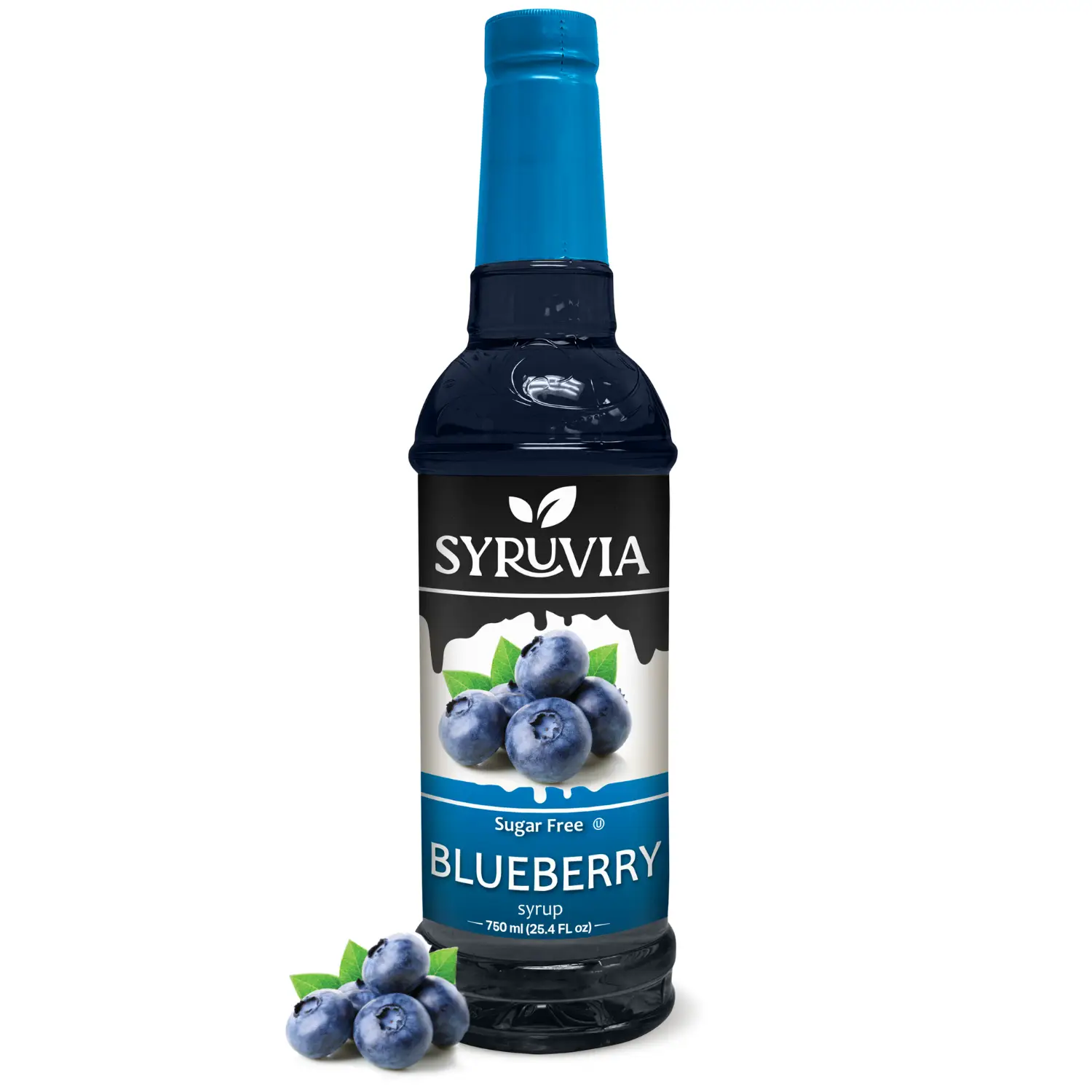 Syruvia Sugar-Free Blueberry Syrup - 25.4 fl oz Premium Coffee Flavoring. 0 Calories, Kosher & Gluten-Free. Ideal for Drinks, Sodas, Shakes & Desserts