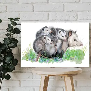 Opossum Family Aesthetic Wall Art, Wonderful Canvas Poster for Girlfriend/Boyfriend, Premium Quality, Beautiful Gift Idea for Home Unique Artwork Decor Artistic