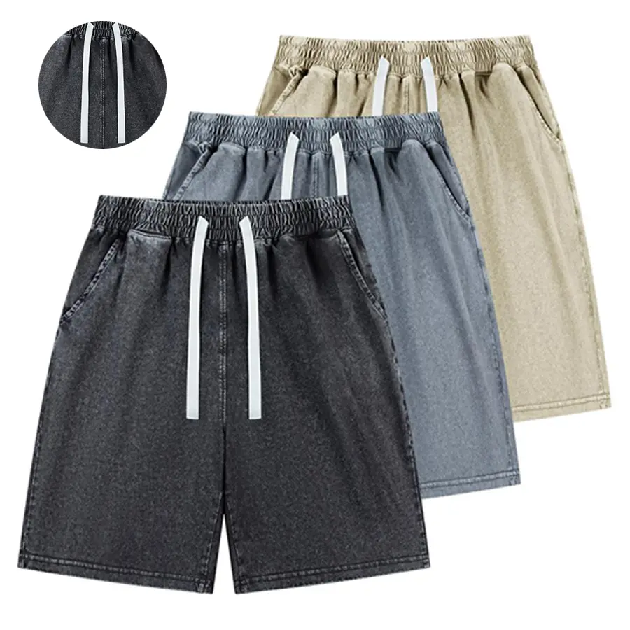 Street-style Washed Denim Shorts with Pockets & Drawstring Waist, Lightweight for Daily Wear, Running, Sports and Beach Outings