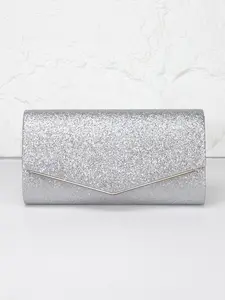 Glitter Silver Ladies Evening Bag Clutch,Glitter Envelope Bag,Wallet,With Shoulder Chain Shoulder Bag,Magnetic Closure,Suitable for Wedding,Party,Prom,Homecoming Gifts,Holiday Gifts,Fashionable Shoulder Clutch