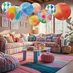 8Pcs dream color paper lanterns, creative color matching, party decoration, birthday wedding arrangement