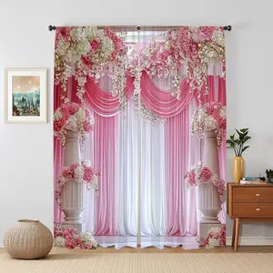 Floral Pattern Door Curtain, Modern Simple Door Curtain, Easy To Hang Door Curtain for Home Living Room Bedroom Decor, Home Decoration Curtain