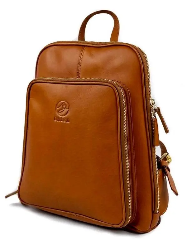 Leather Backpack for Women. Available in Black, Brown and Cognac. This slim bag is made of lightweight real leather. Genuine Natural leather
