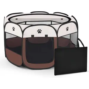 Pop-up Playpen for Puppy, Portable and Foldable Exercise Kennel Tent Crate Indoor/Outdoor Travel Camping, Removable Zipper Top