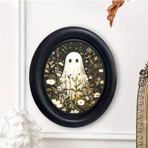 Vintage Wildflower Ghost Wall Decor, Wall Decoration, Farmhouse Style Ghost Portrait, Witchy and Garden Enthusiasts' Odd Collection Gift, Vintage Wall Art