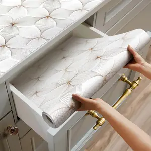 Shelf Liner for Kitchen Cabinets,Non Adhesive Cabinet Liner,Non-Slip Drawer Liner,Waterproof Shelf Liner Easy to Clean Strong Grip Liner for Cabinets,Drawers,Cupboard,(Flower 12 inx10 FT)