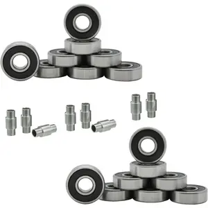 ABEC 9 7 5 Inline Roller Hockey Speed Bearings, 16 Bearings and 8 Spacers Skating Kit (ABEC 5 - Black)