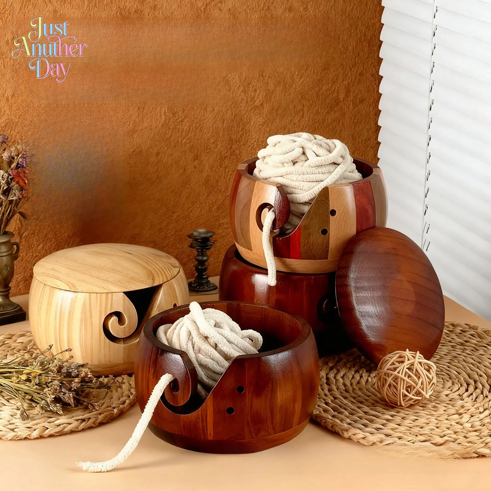 Handmade Wooden Yarn Bowl, 1 Count Knitting Crochet Yarn Ball Holder, Household Creative Knitting & Crochet Tool Organizer