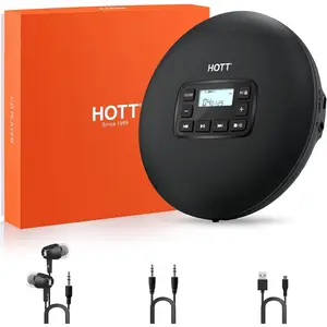 HOTT C204  Portable CD Player with Anti-Skip Protection -   , Compact MP3/CD-R Compatible, Headphones & AUX Output for , , Travel