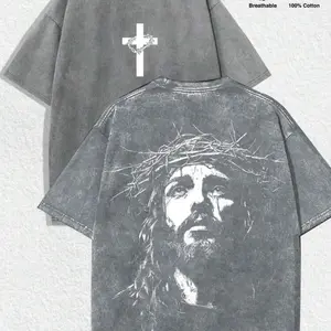 Yahweh Shirts - 100% Cotton Breathable T-Shirt with Jesus Graphic and Cross Design Tshirt Streetwear Summer Womenswear Top Casual Crewneck
