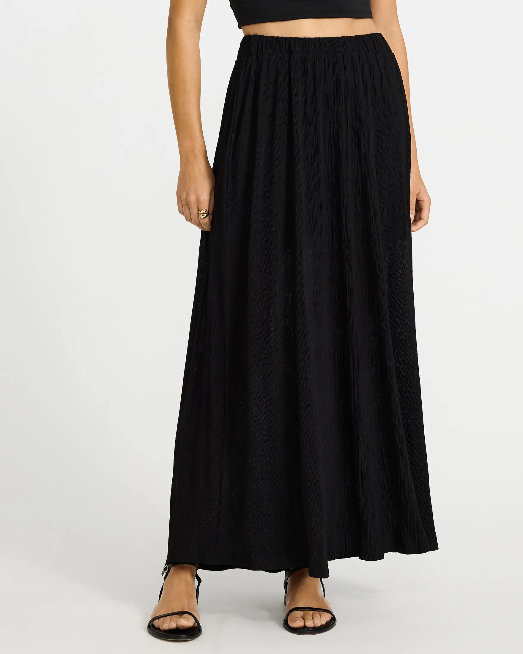 Express Textured Chiffon High Waisted Pull On Maxi Skirt, Polyester, Slip, Fabric
