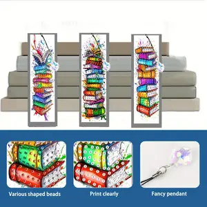 3pcs/set DIY Diamond Painting Bookmarks Set, Acryl Book Marks with Crystal Pendents, Crystal Rhinestone Christmas Diamond Art Bookmarks for Books Notes Journaling, Reading Accessories, Perfect Christmas Gifts for Friends and Family