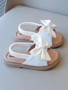 Big Bow Sandals, Woven Strap + Soft Sole, Sweet Cute Kids Summer Princess Style, Comfortable and Stylish, Bow Slip Sandals, Bow Decorated Sandals