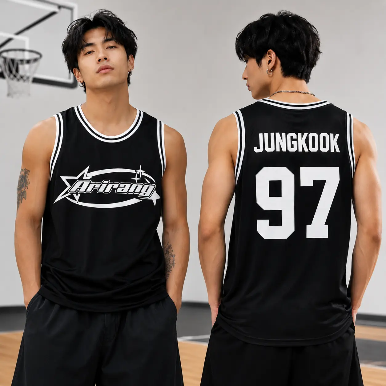 Kpop World Tour Inspired Basketball Unisex Tank Top, Black Member Number Fan Jersey, Unisex Sleeveless Concert Streetwear Shirt