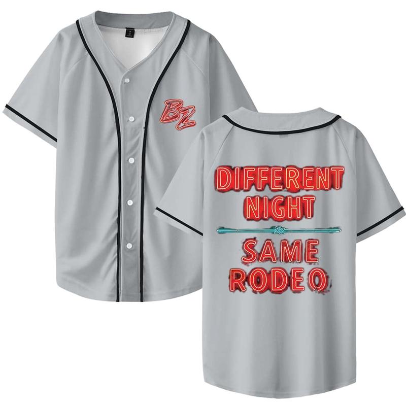 Bailey Zimmerman DNSR Neon Sign Baseball Jersey Shirt V-Neck Women Men Short Sleeve Streetwear Clothes