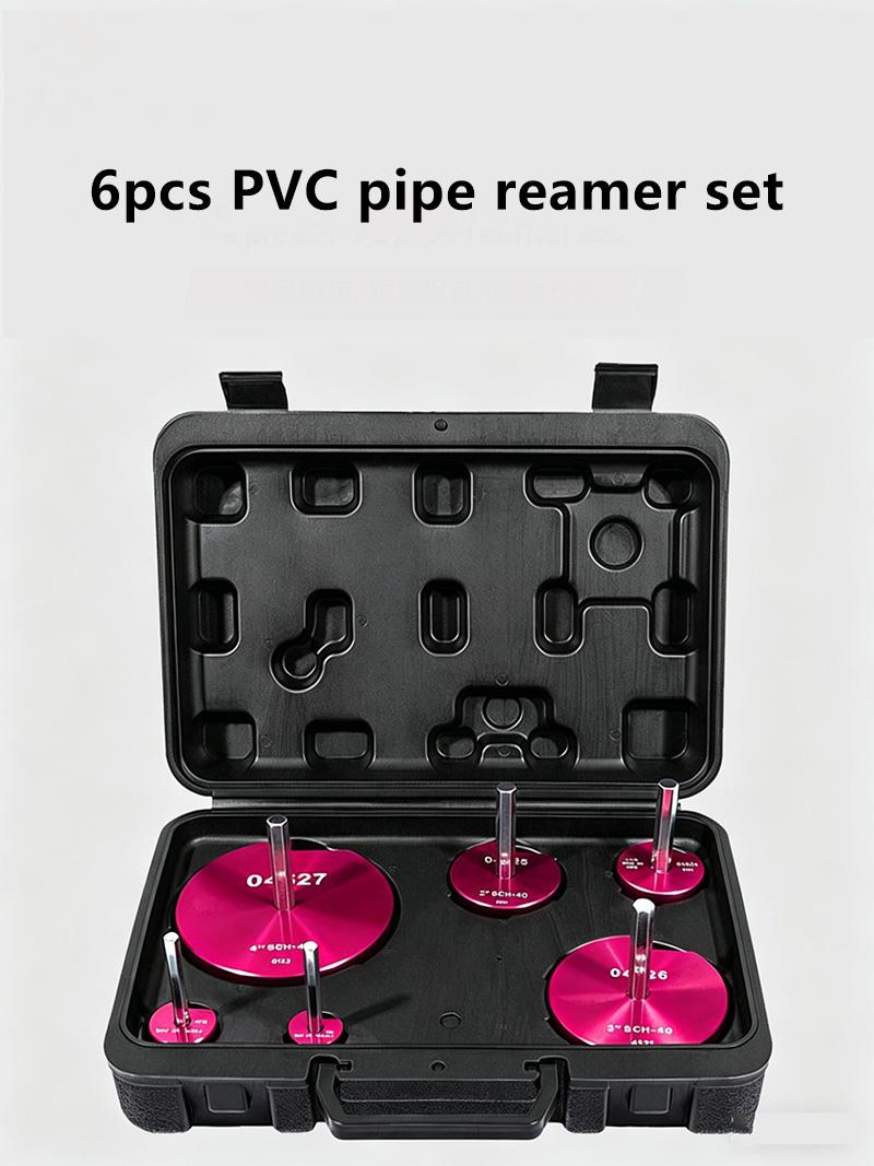 6pcs Multi-Size Plastic Pipe Fitting Reamer Kit with Carbide Tips Cutter - PVC Drill Cutting Metal Rotary Tool for Plumbing Tasks, Reusable for 0.5", 0.75", 1", 1.5", 2", 3", 4" Pipes