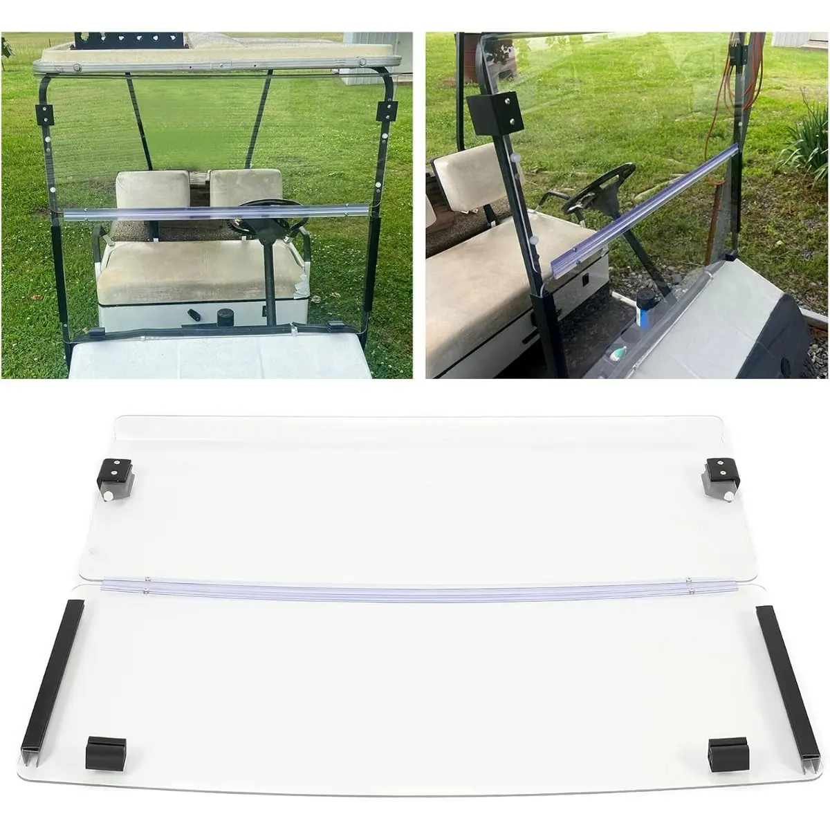 Clear Golf Cart Windshield Compatible with 1986-1994.5 EZGO Marathon Fold Down Windshield